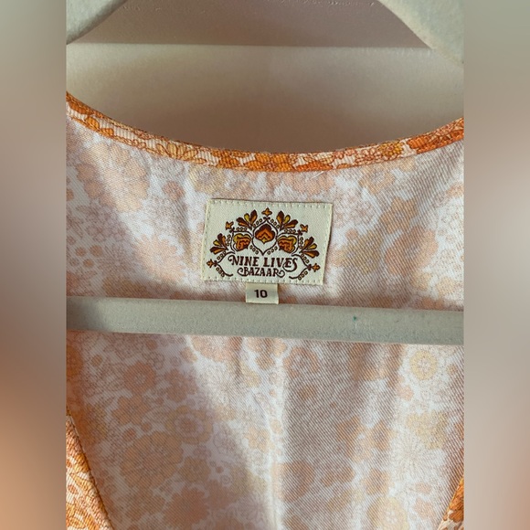 Nine Lives Bazaar orange floral maxi dress size 10 - Picture 3 of 5